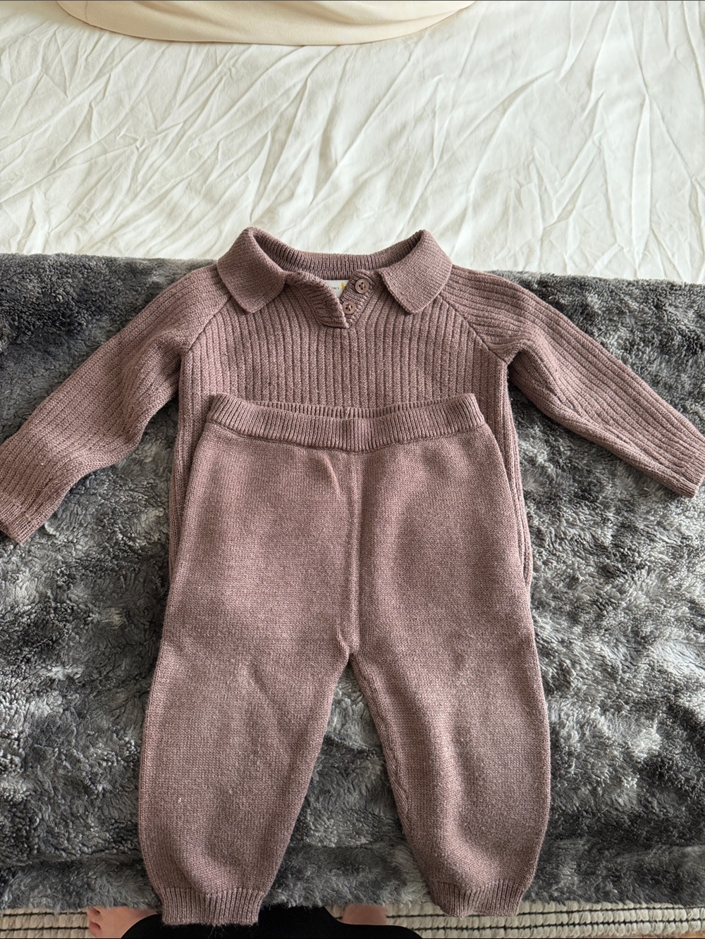 Bloomingdale's Knit Two-Piece Set in Mauve Pink